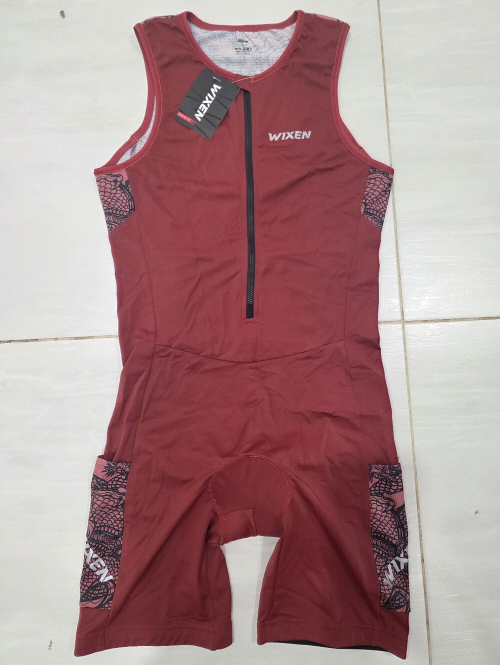 Wixen Women Triathlon Suit Padded Maroon Swim Trisuit